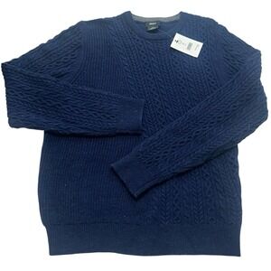 DKNY Men's Navy Cable Knit Crewneck Sweater Size S NWT